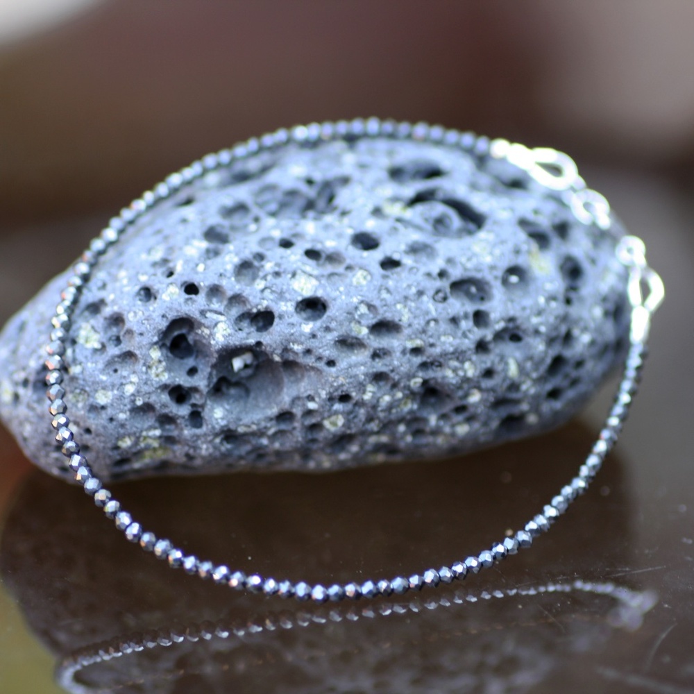 Natural Black Diamond Bracelet – 5 Carats Black Diamonds – Solid 14K White Gold